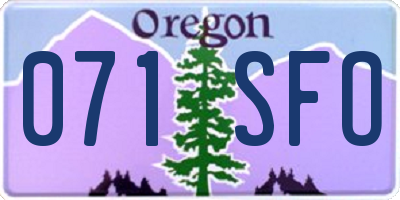 OR license plate 071SFO