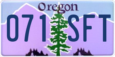 OR license plate 071SFT