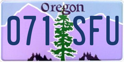 OR license plate 071SFU