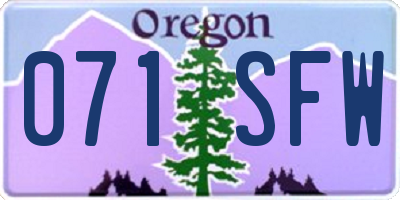 OR license plate 071SFW