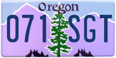 OR license plate 071SGT
