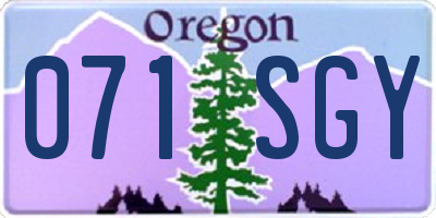 OR license plate 071SGY