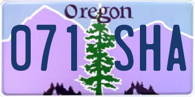 OR license plate 071SHA