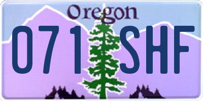 OR license plate 071SHF