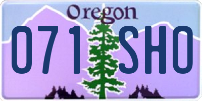 OR license plate 071SHO