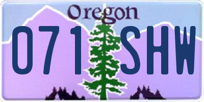 OR license plate 071SHW