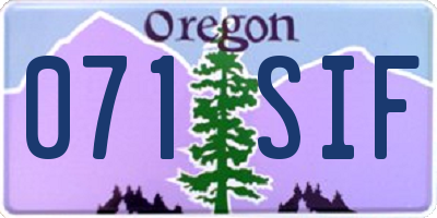 OR license plate 071SIF