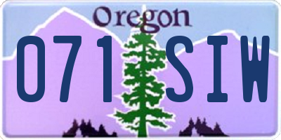 OR license plate 071SIW