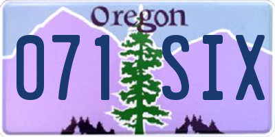 OR license plate 071SIX