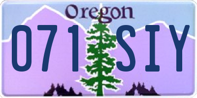 OR license plate 071SIY