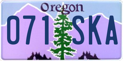 OR license plate 071SKA