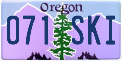 OR license plate 071SKI