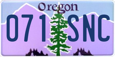 OR license plate 071SNC
