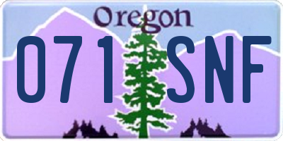 OR license plate 071SNF