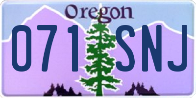 OR license plate 071SNJ