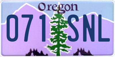 OR license plate 071SNL