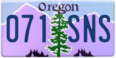 OR license plate 071SNS