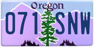 OR license plate 071SNW