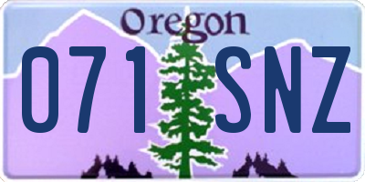 OR license plate 071SNZ