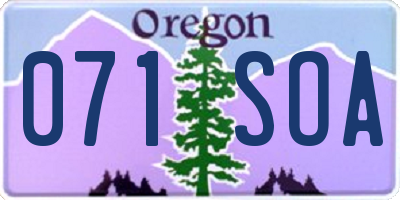 OR license plate 071SOA