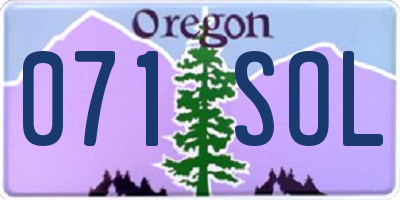 OR license plate 071SOL