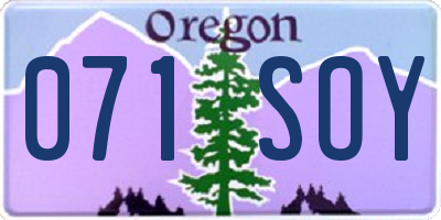 OR license plate 071SOY