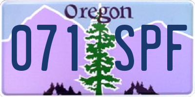 OR license plate 071SPF