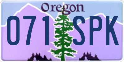 OR license plate 071SPK