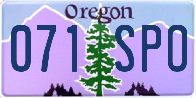 OR license plate 071SPO