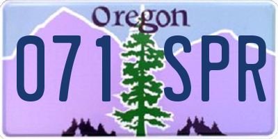 OR license plate 071SPR