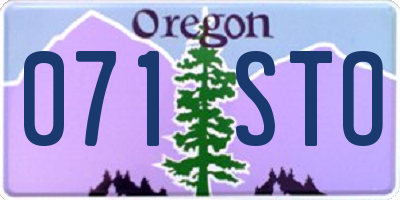OR license plate 071STO