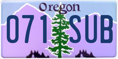 OR license plate 071SUB