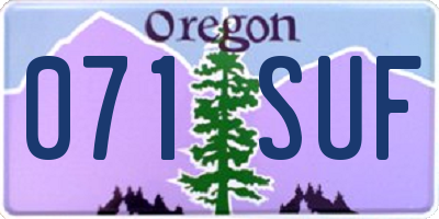 OR license plate 071SUF
