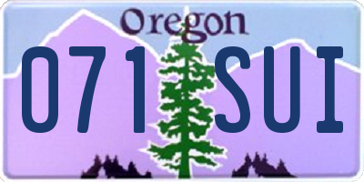 OR license plate 071SUI