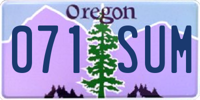 OR license plate 071SUM