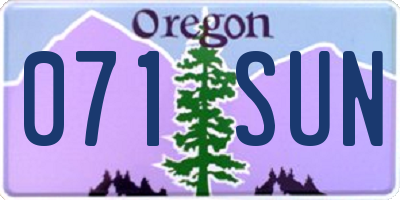 OR license plate 071SUN