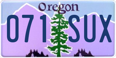 OR license plate 071SUX