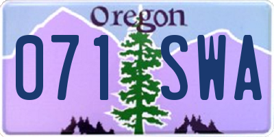 OR license plate 071SWA