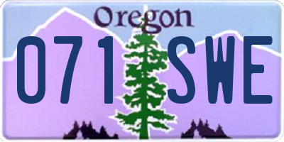 OR license plate 071SWE