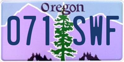 OR license plate 071SWF