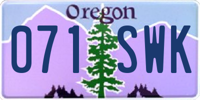 OR license plate 071SWK