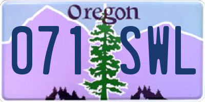 OR license plate 071SWL
