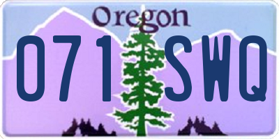 OR license plate 071SWQ