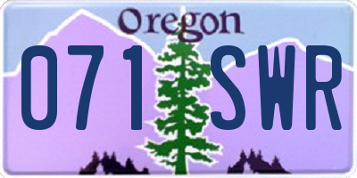 OR license plate 071SWR