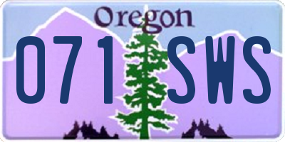 OR license plate 071SWS