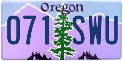 OR license plate 071SWU