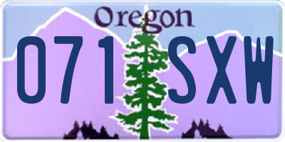 OR license plate 071SXW