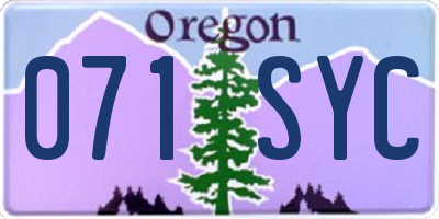 OR license plate 071SYC