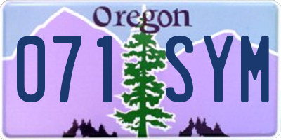 OR license plate 071SYM