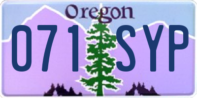 OR license plate 071SYP